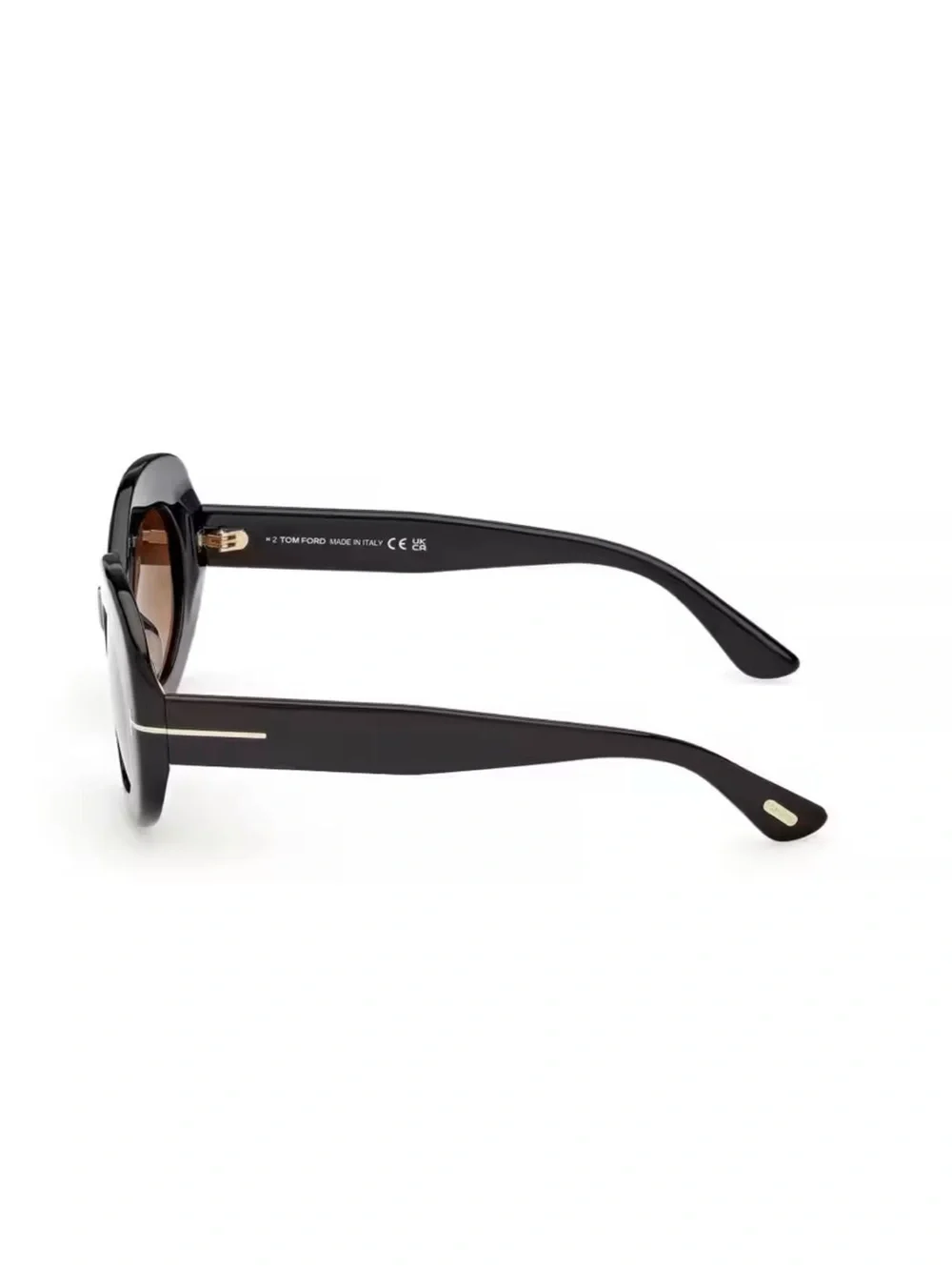 Tom Ford Black Round Sunglasses with Brown Gradient Lenses  Claudette 02. TF1346